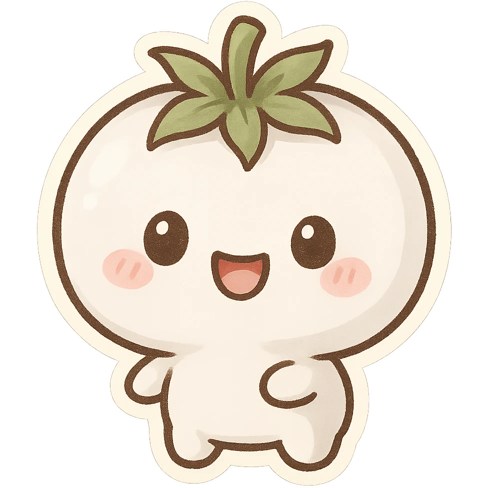 white tomato, stylized and playful emoji