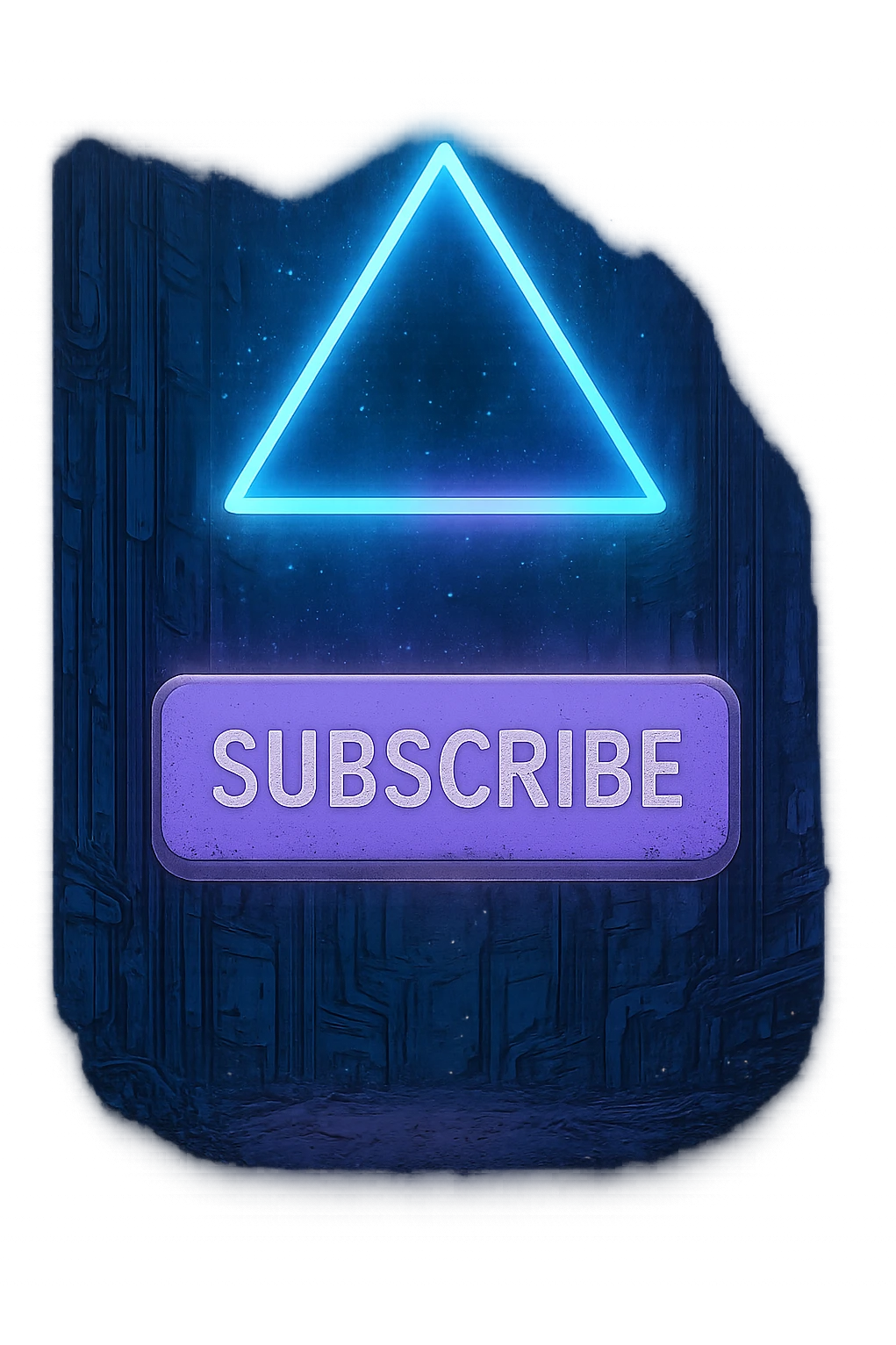 a lavender "subscribe" button, future, cyberpunk
the words appear below a triangle

 emoji