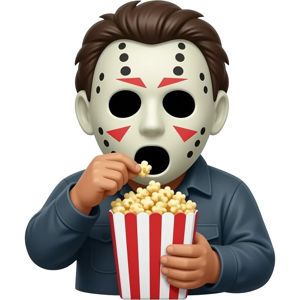 micheal myers mask no holes eating bucket of popcorn emoji