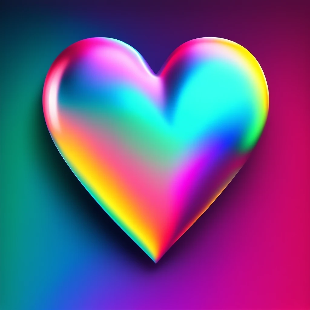 heart with a rainbow holographic effect emoji