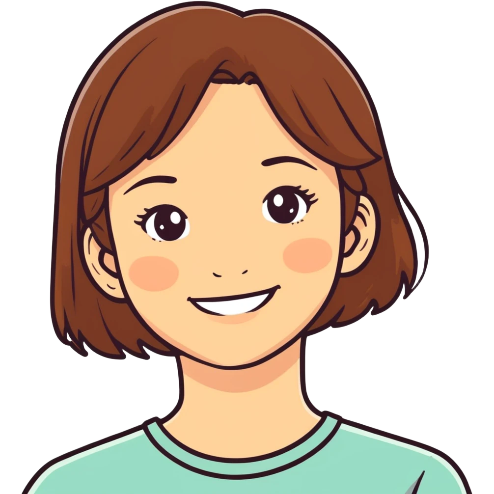 smiling girl portrait with brown hair emoji