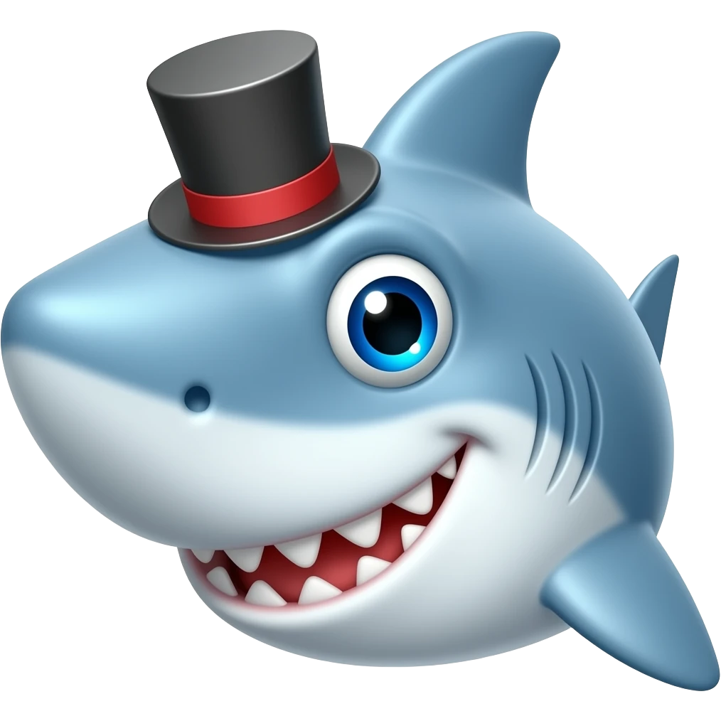 Shark with a top hat emoji