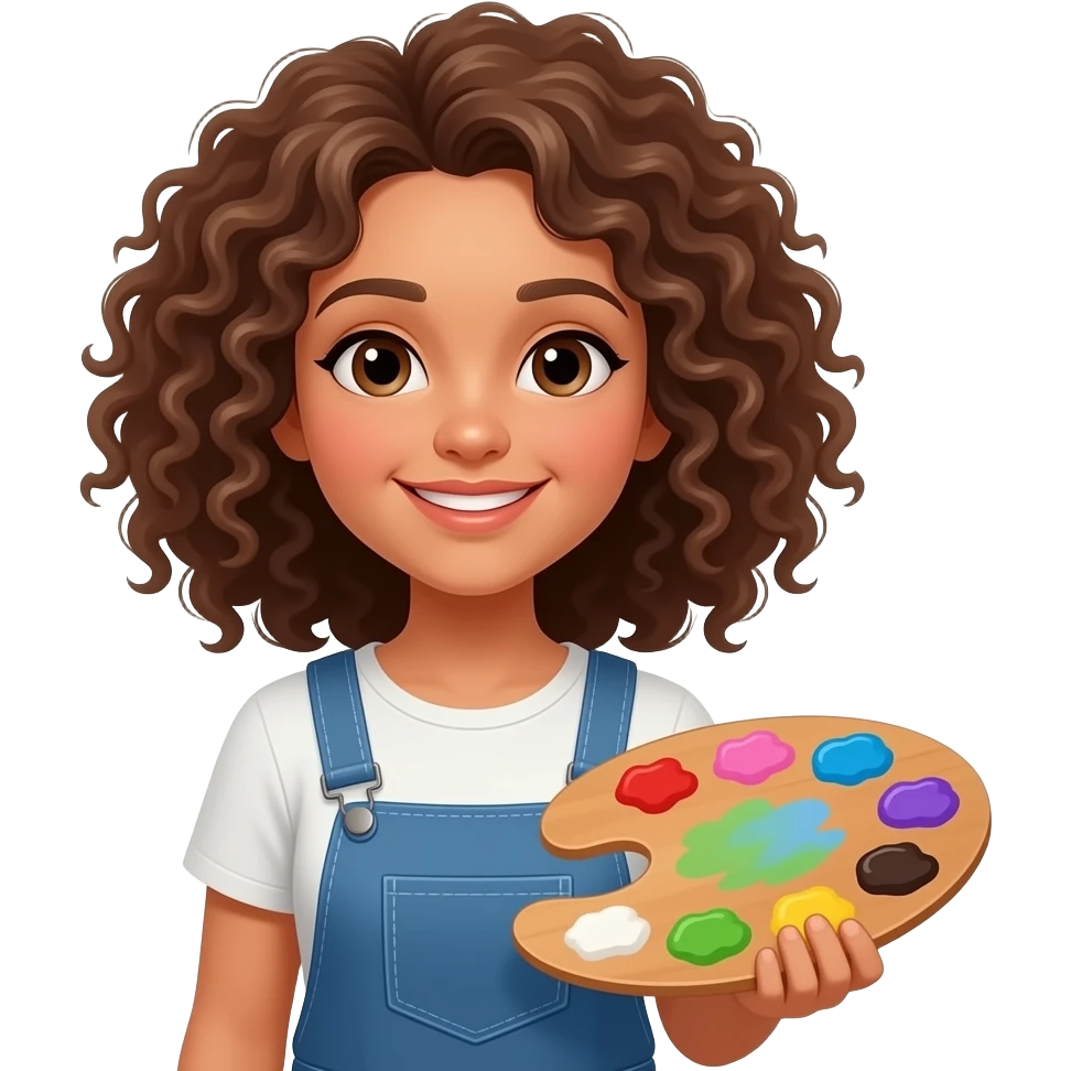 agent girl with curly hear and using paleto emoji