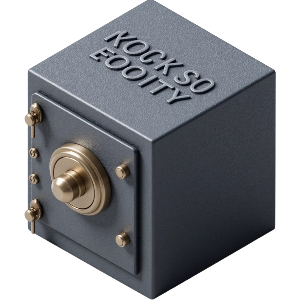 the front face of a secure bank vault, skeuomorphism style, metallic shine, realistic shadows, embossed details emoji