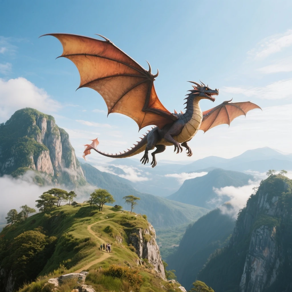 Skyland and flying dragon emoji
