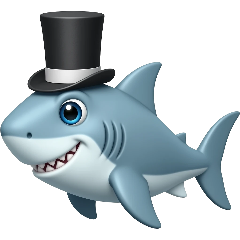 Shark with a top hat emoji
