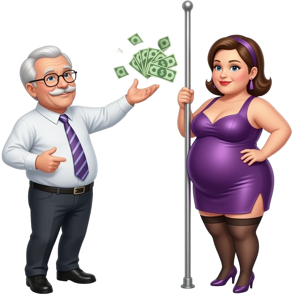 Old white man throwing money at fat stripper on a pole emoji