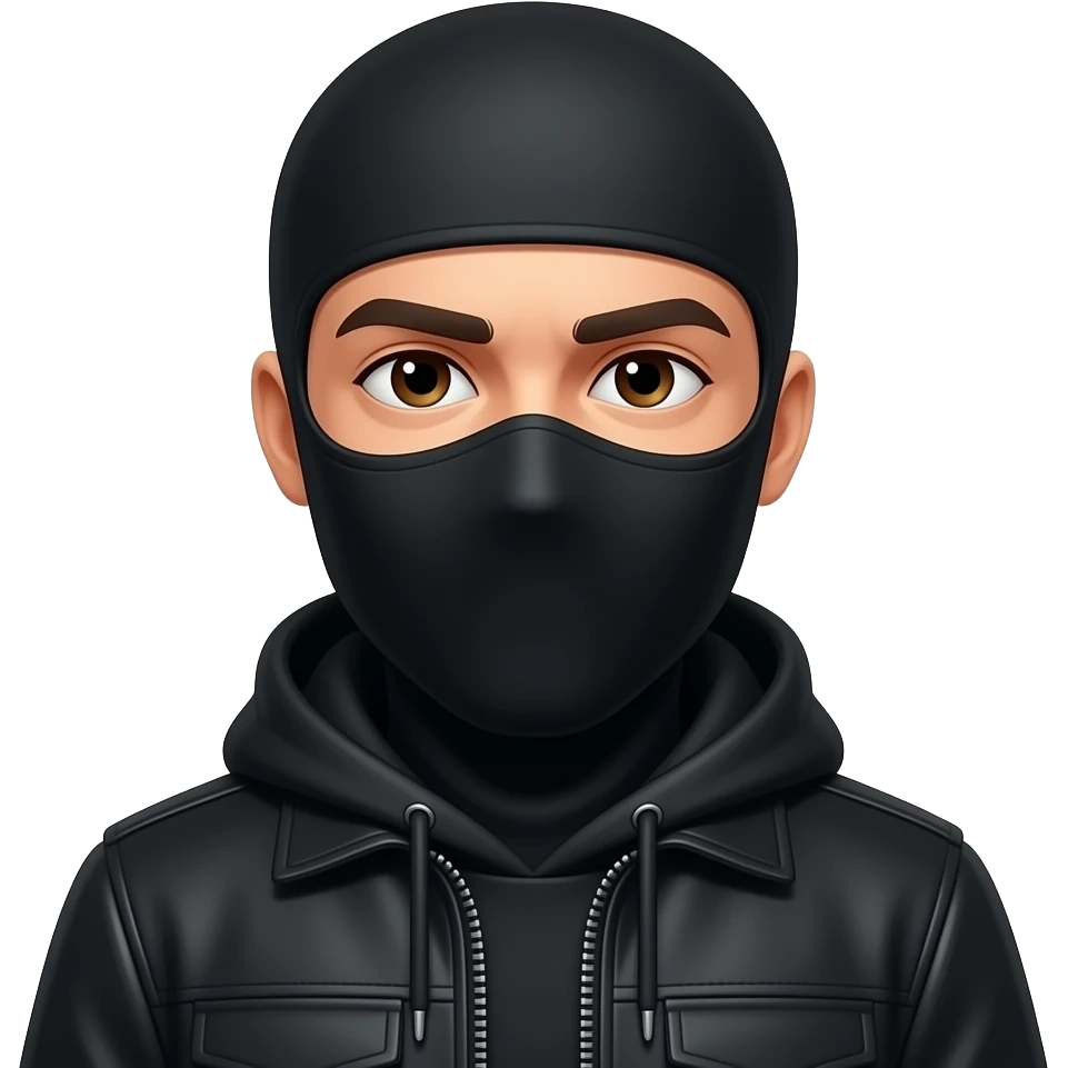 man with black clothes with black balaclava emoji