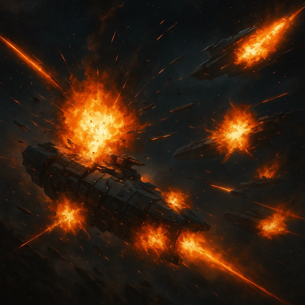 explostions of ships in a space battle emoji