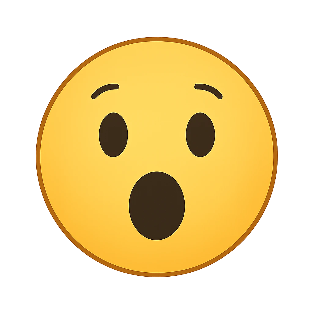 yellow surprised face emoji, digital illustration emoji