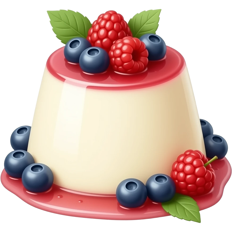 Pana cotta vanille fruit rouge emoji