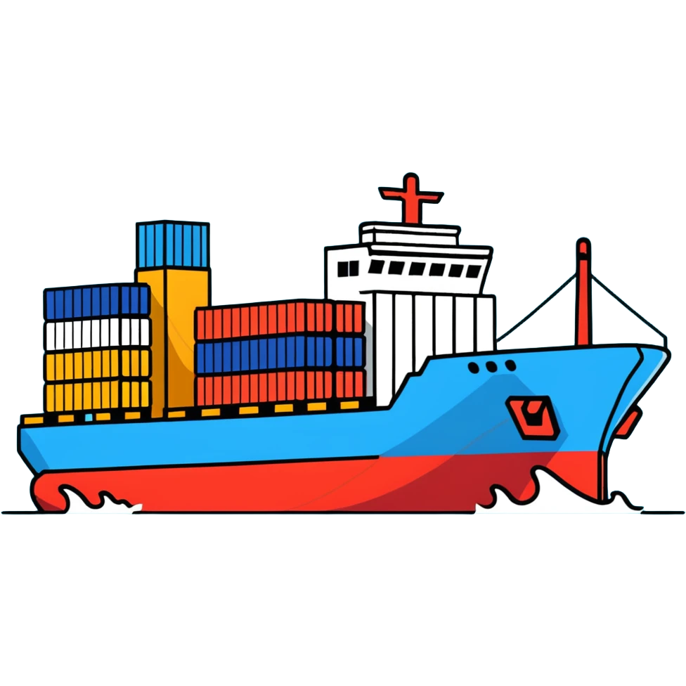 Cargo container ship in ocean emoji