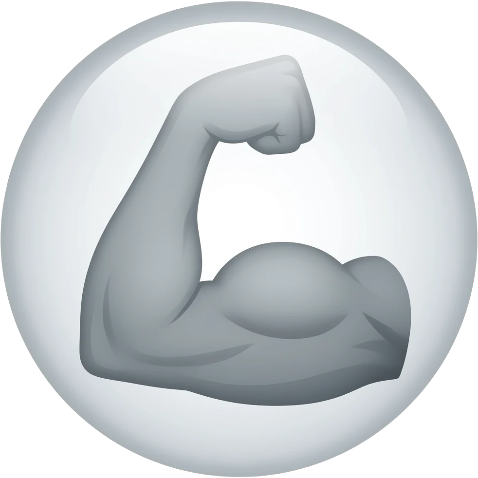 gray muscular arm - circular no background icon copy/paste emoji