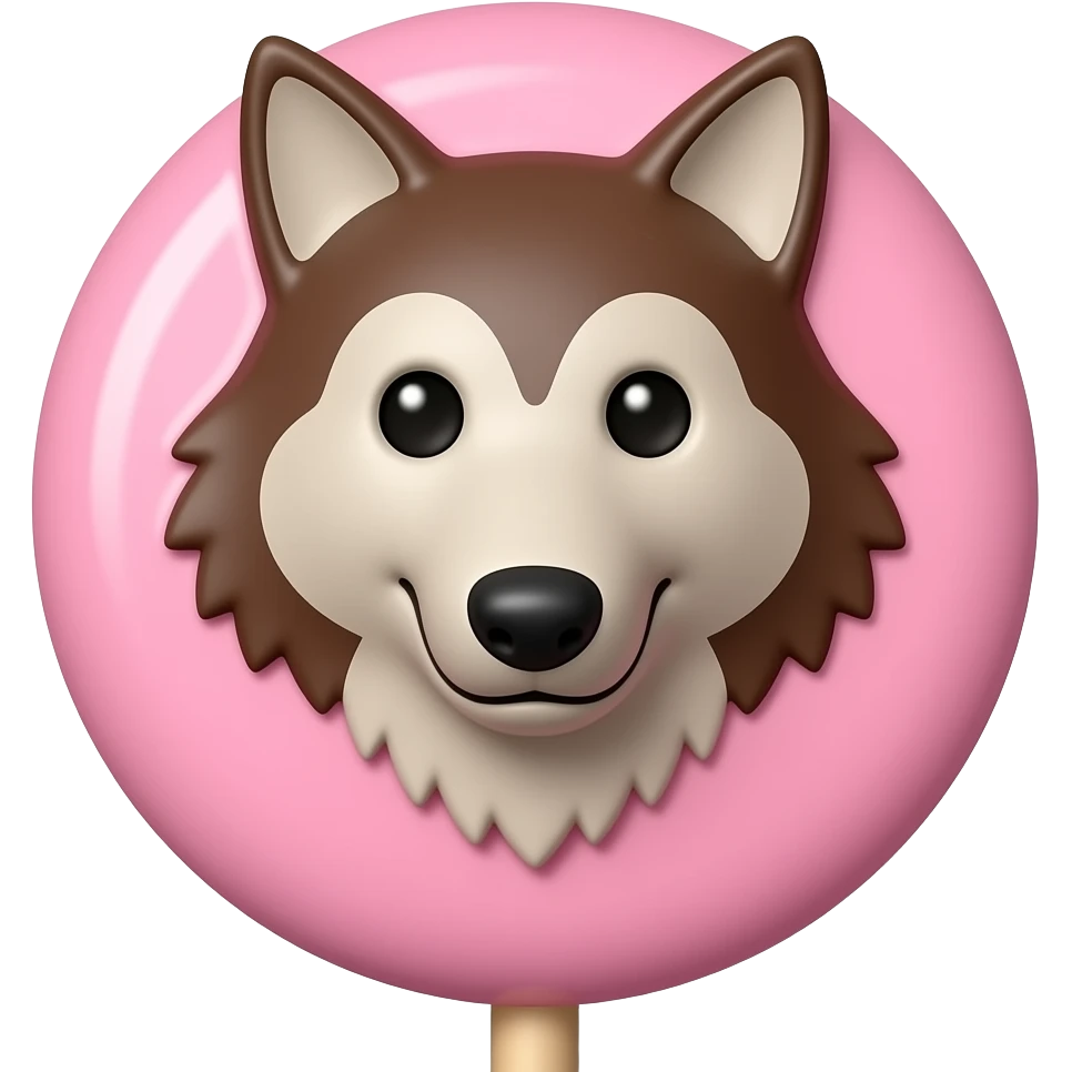 Pink Chocolate wolf face lollipop emoji