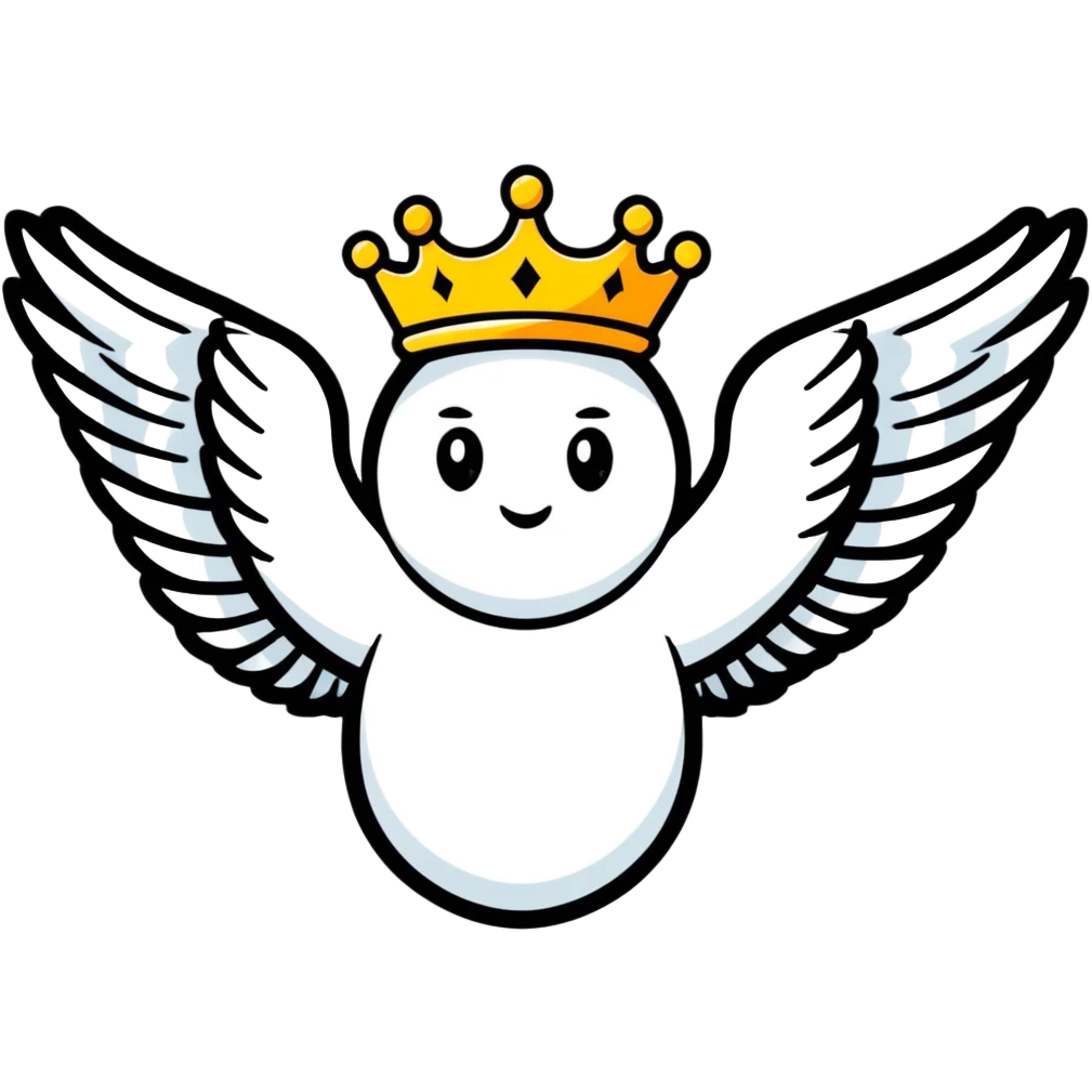 divine character with wings, crown, glowing background, power effect emoji