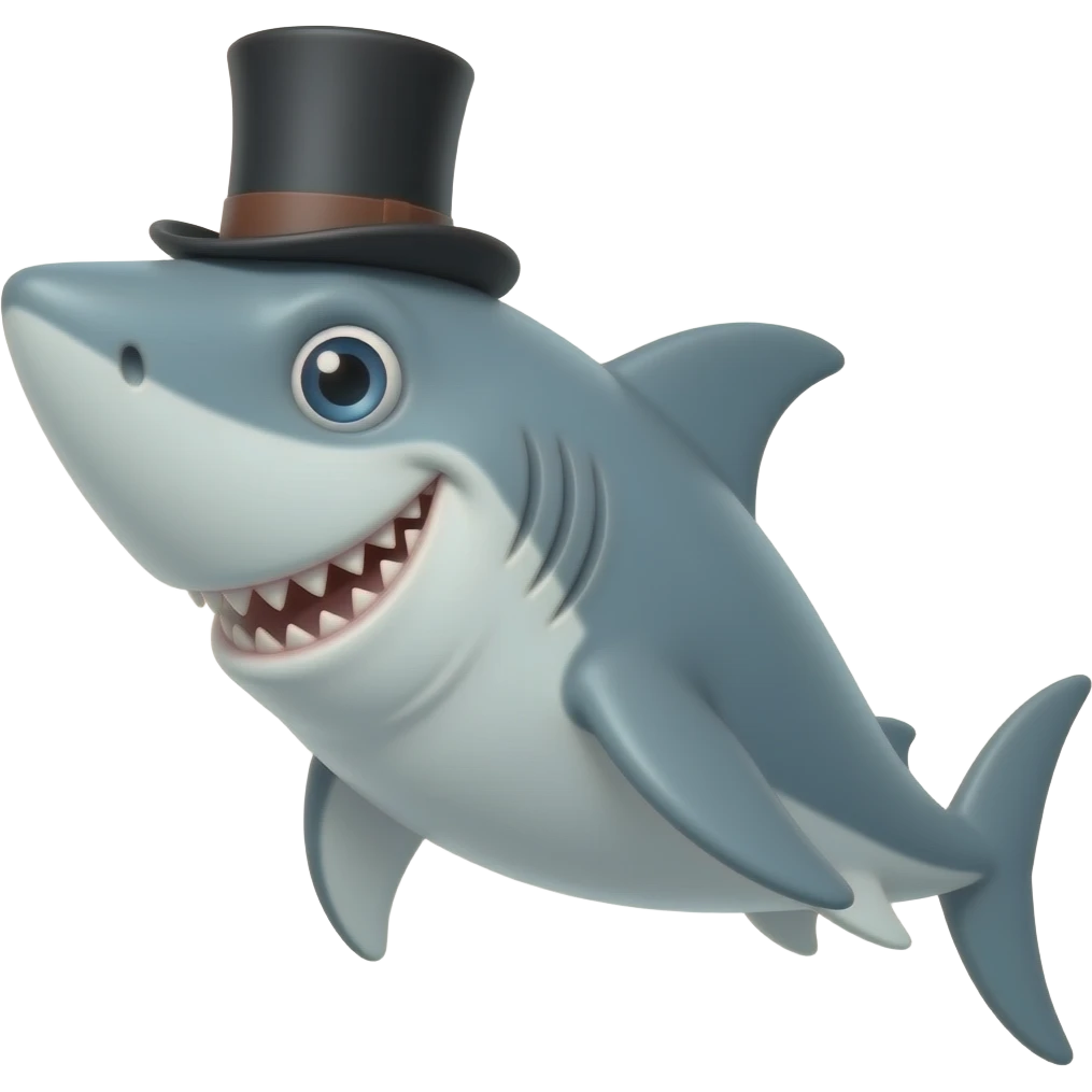 Shark with a top hat emoji
