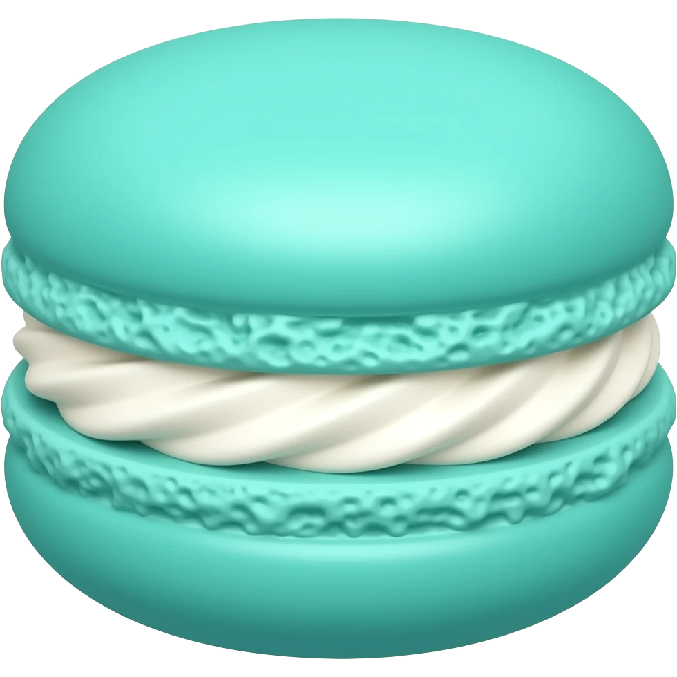 macaron turquoise pastel, white creaming in the middle emoji