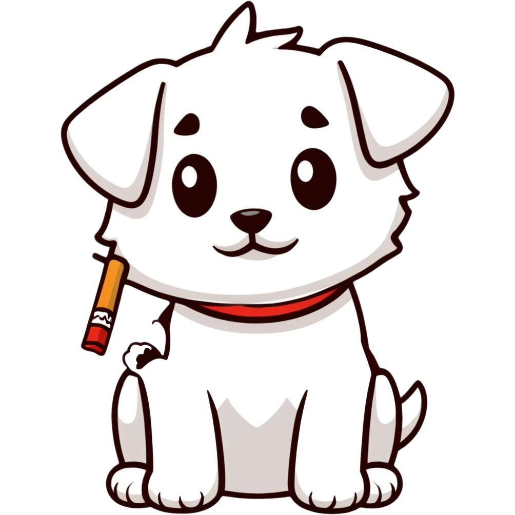 Cute puppy with a cig  emoji
