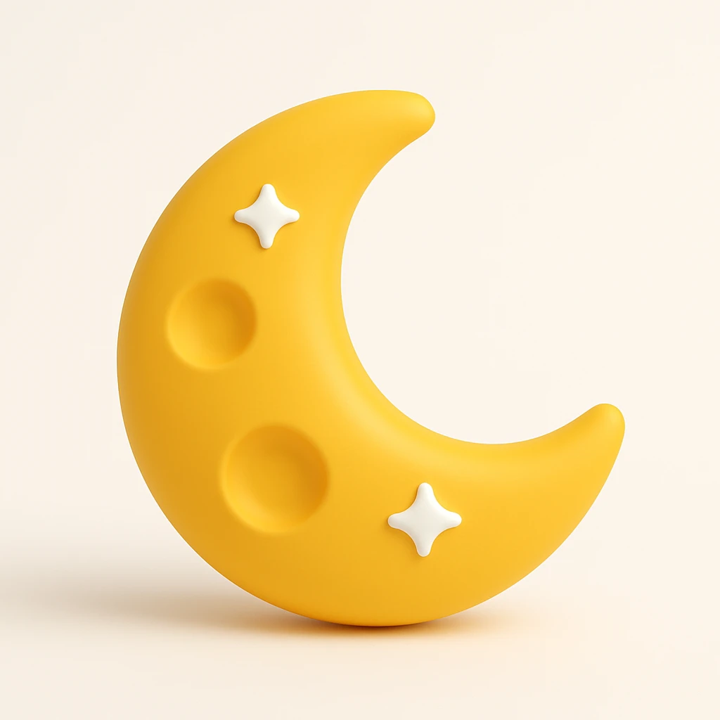 Isomorphic 3D Icon of Moon, Animated, Matte,  white background. High Resolution. emoji