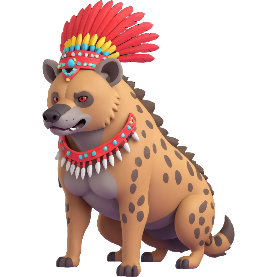 A native strong buff hyena with war bonnet  emoji
