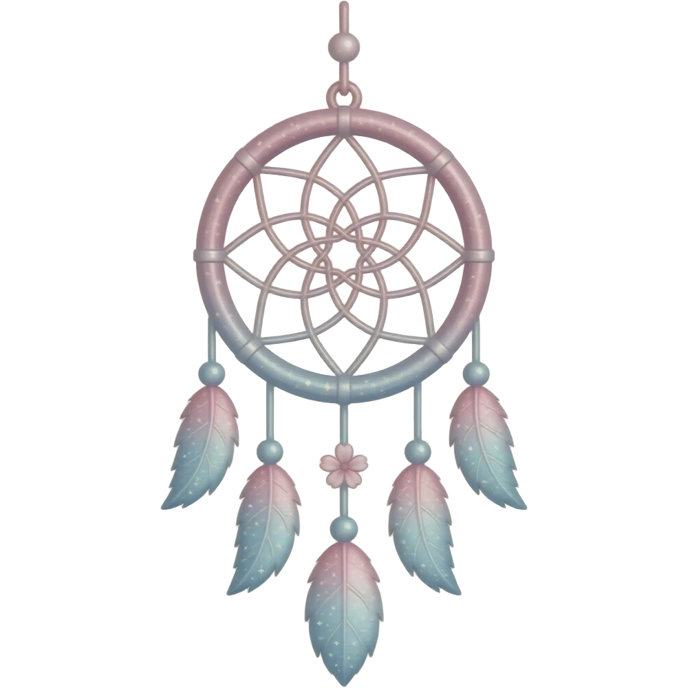 Glittery sparkly gradients-colored pastel bluish and pinkish and whitish hanging Rosy shiny glossy sparkly romantic pastel Pastel Sakura dreamcatcher-suncatcher emoji