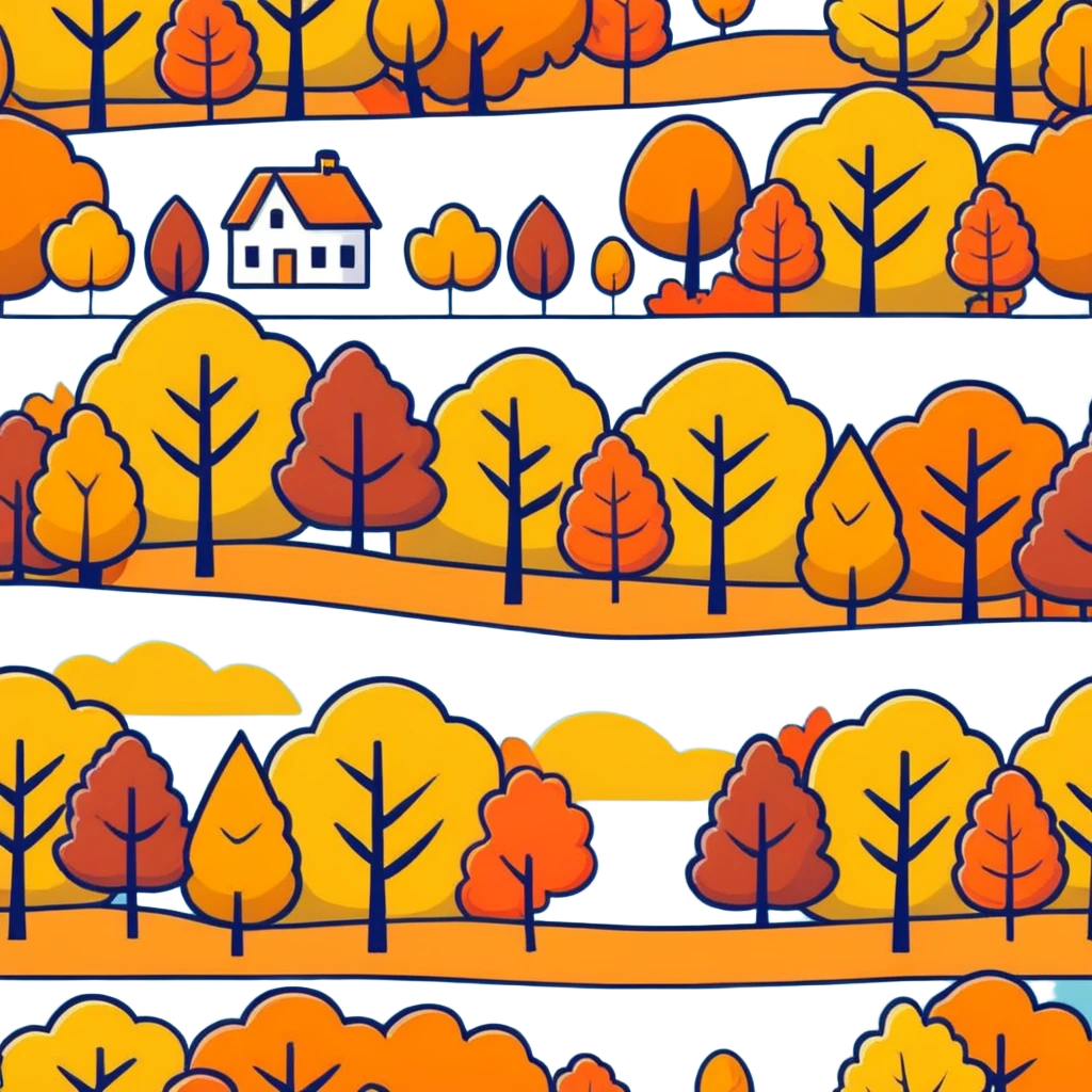 autumn fall scene with vibrant, multicolored leaves and trees emoji
