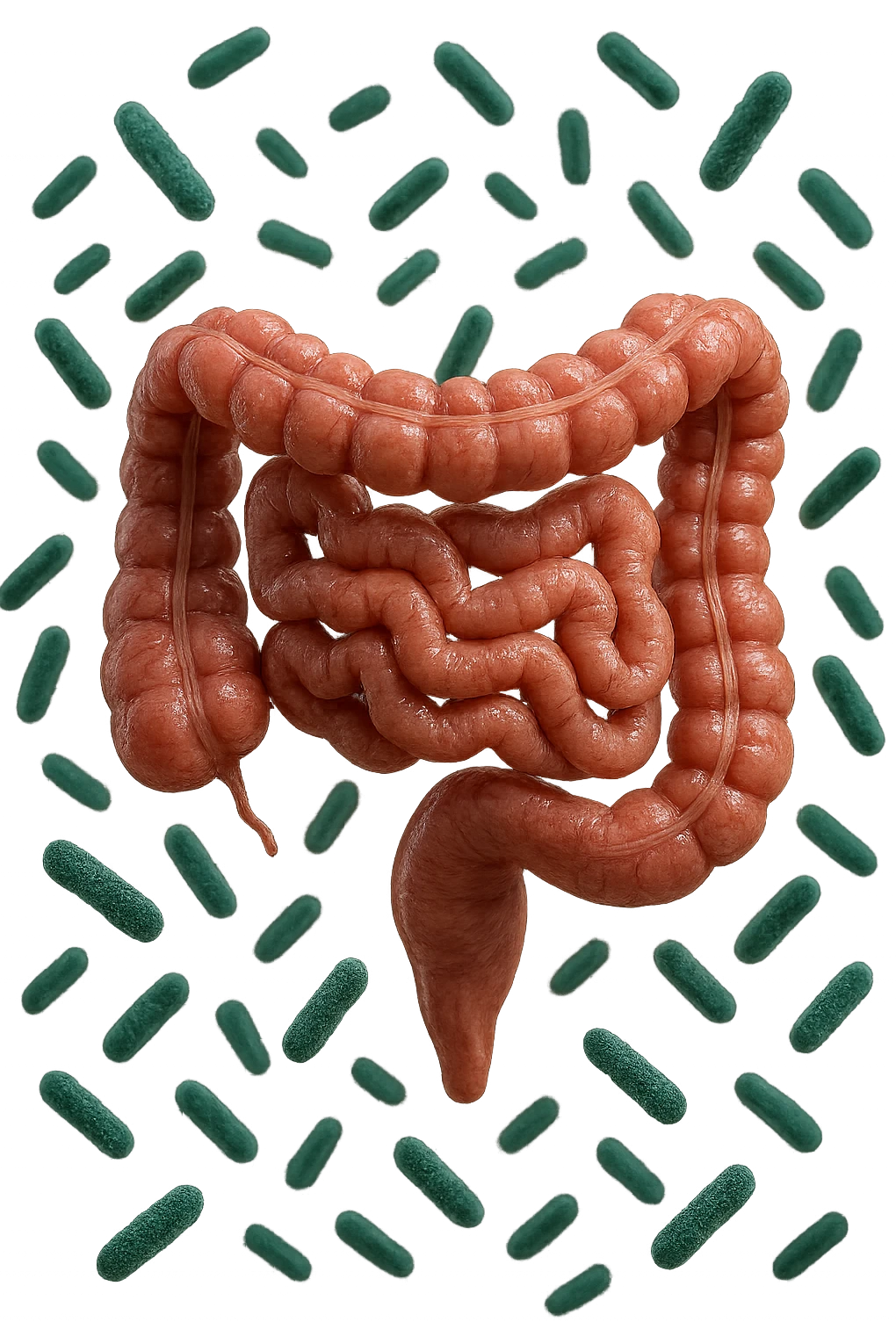 batteri intestinali anatomici fluttuano in aria, iperrealistico 4k emoji