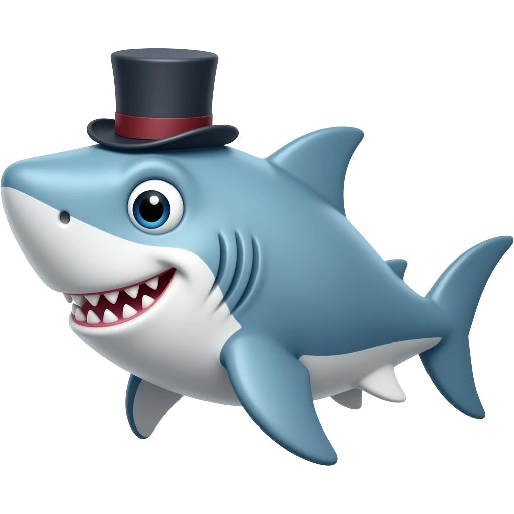 Shark with a top hat emoji