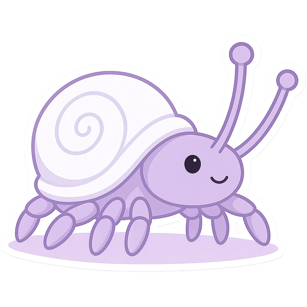 hermit crab should be light violet and the shell should be white with spirals, sticker style emoji