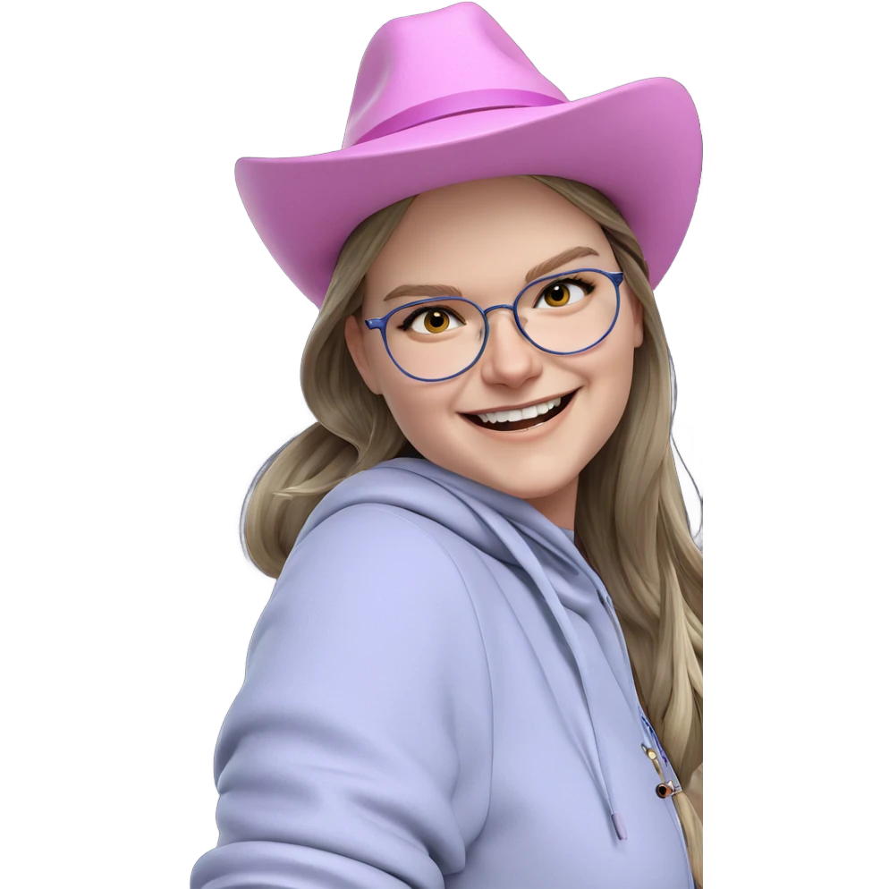 happy girl in stylish hat emoji