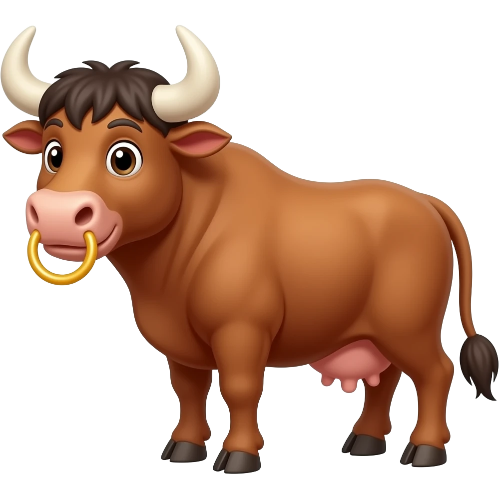 Cartoon bull with a ring on its nose emoji