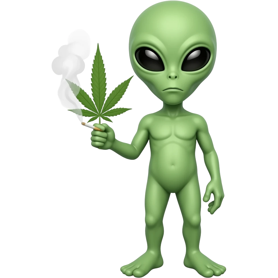Alien smoking weed emoji