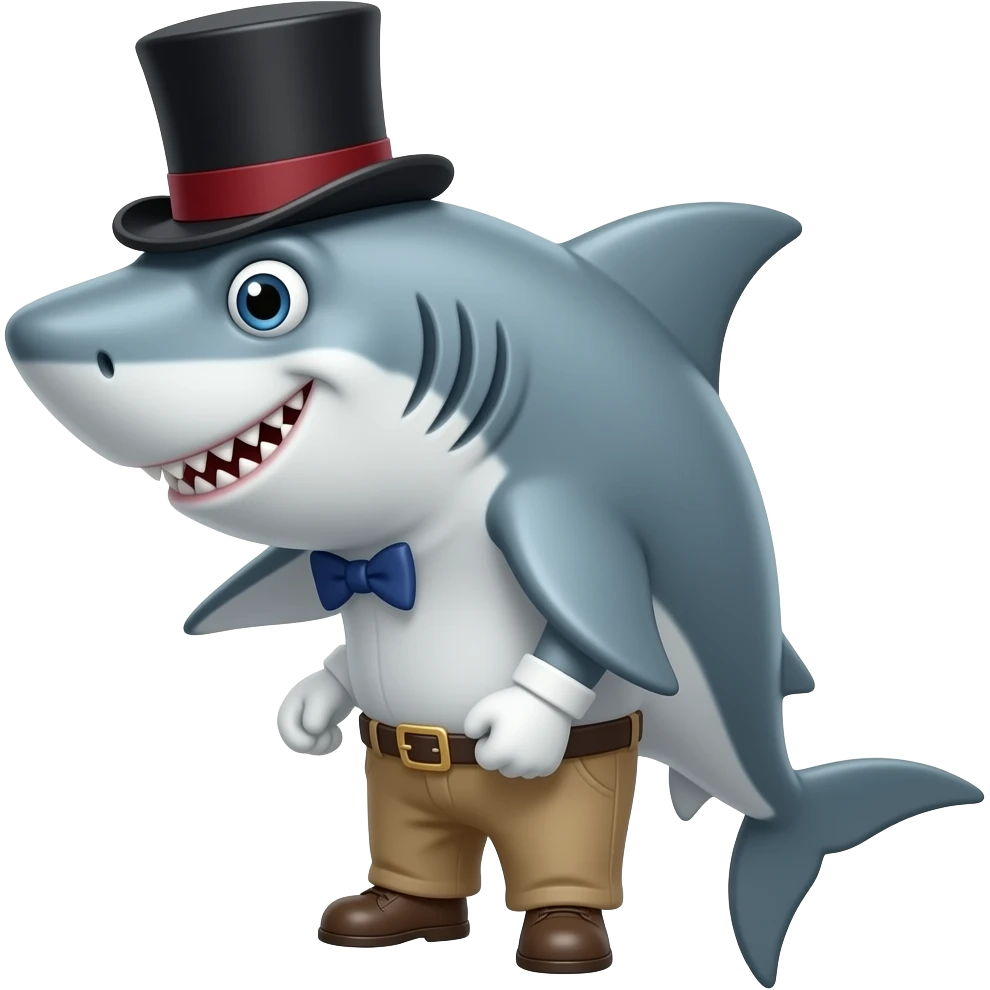 Shark with a top hat emoji