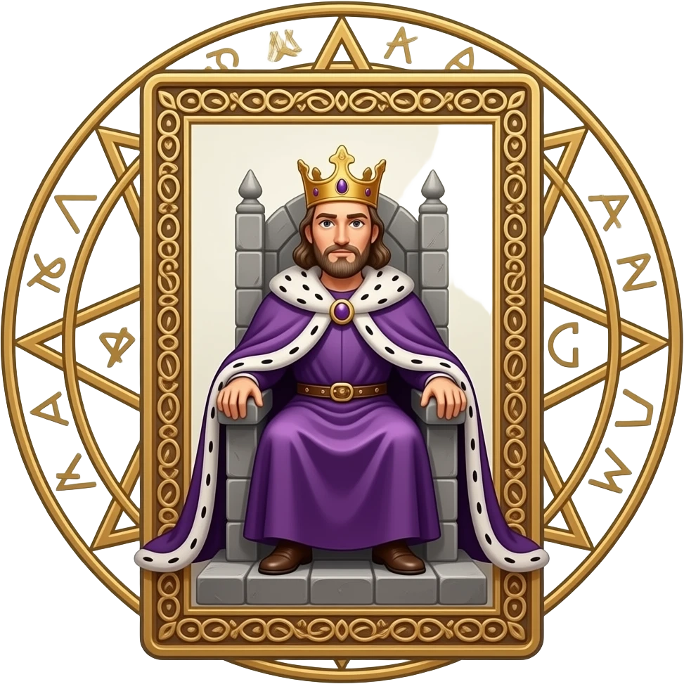 medieval King inside Tarot Card purple cape emoji