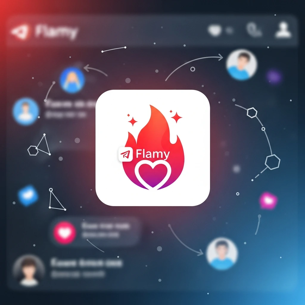 у меня в телеграме есть бот для знакомств Flamy. Иконку бота прикрепил. мне нужно рекламное изображение для постов в тг emoji