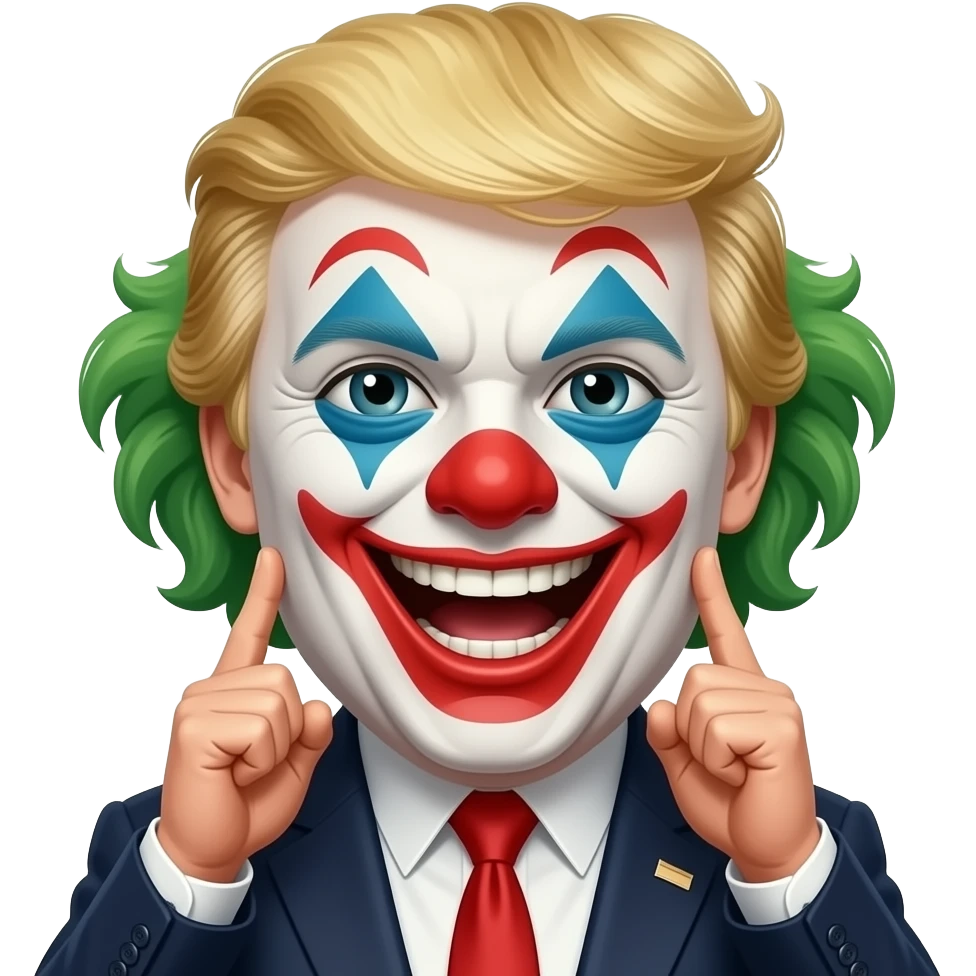 Trumpholding the clown emojis head down by his groint emoji