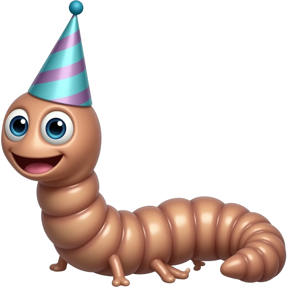 earth worm 🪱 with a party hat emoji