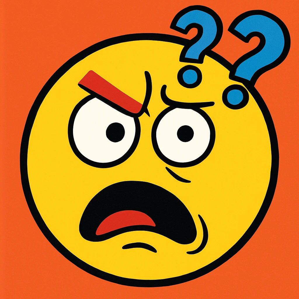 angry emoji with a confused, dumb, idiot expression emoji