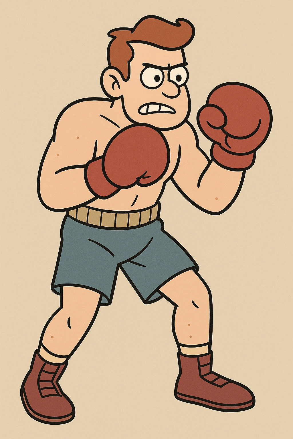boxer in fighting stance, cartoon style emoji