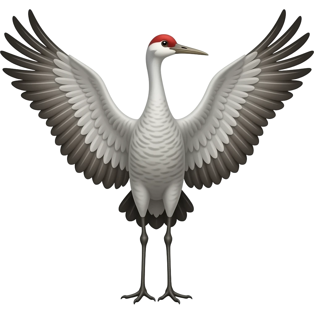 sandhill crane with wings spread emoji
