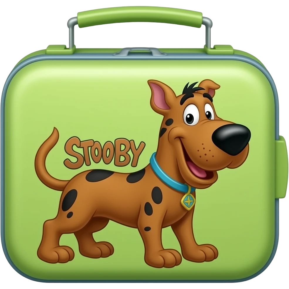 lonchera de Scooby Doo con su nombre bien escrito en ella si que sea identifico a el emoji