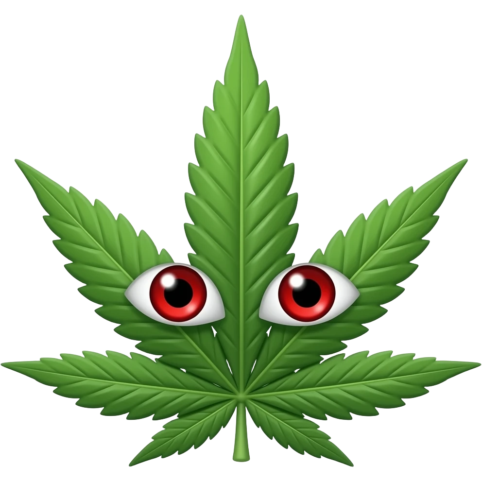 Marihuana con ojos rojos por favor emoji