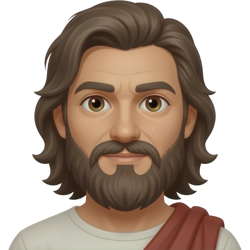 Bearded Greek long hair brown eyes emoji