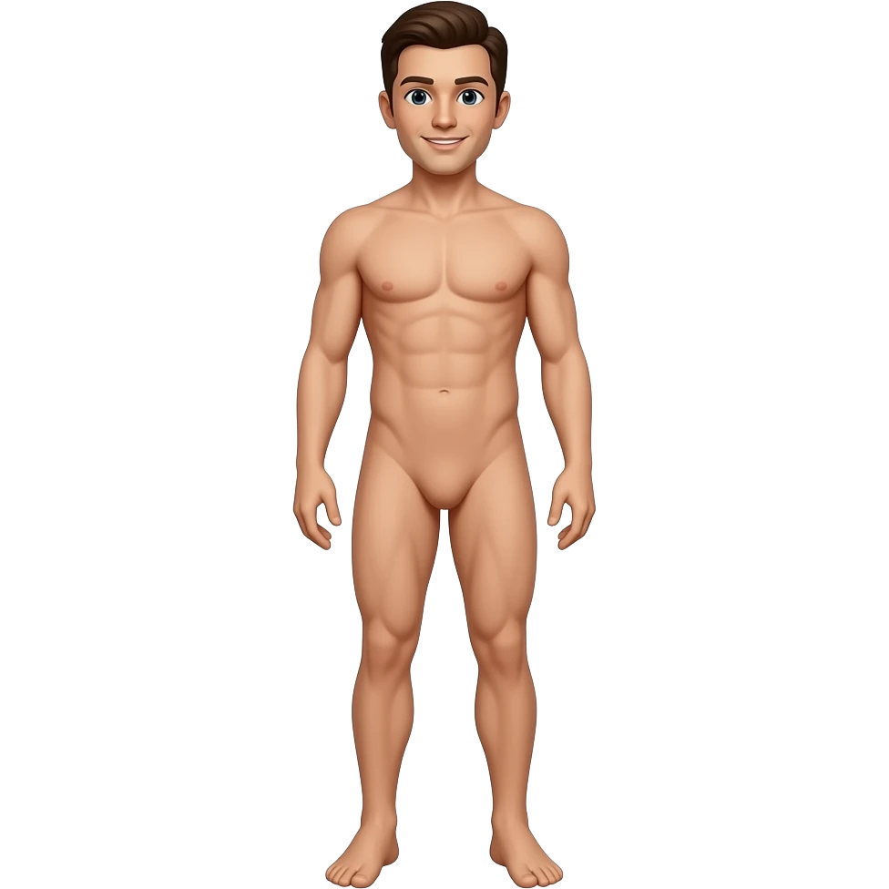 Man complete naked full body emoji