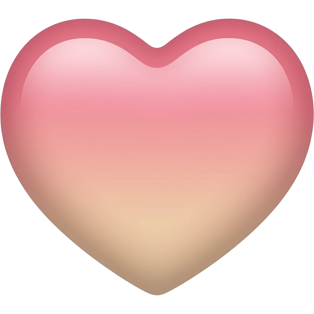 minimal heart emoji, blush pink and beige gradient, glossy iOS style emoji