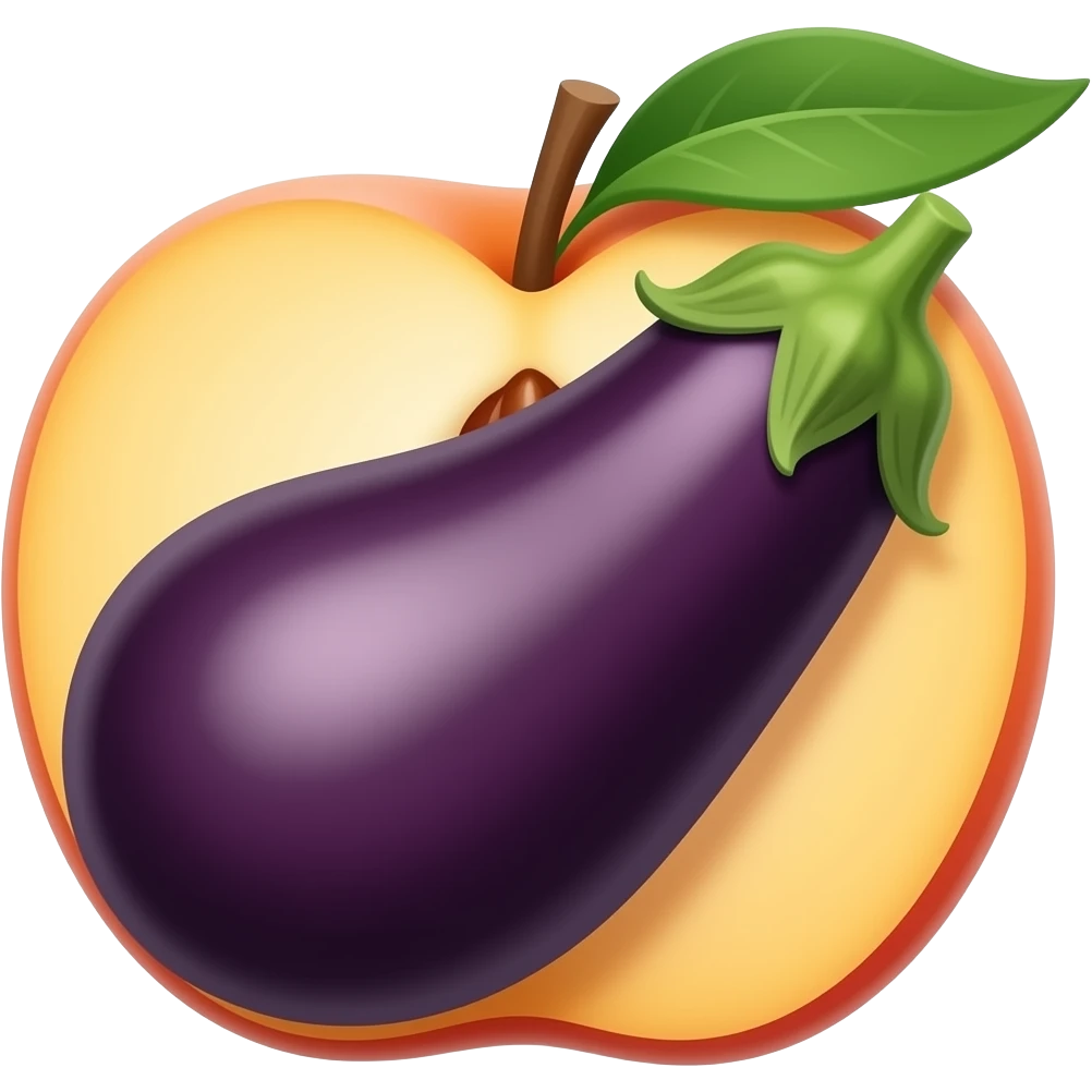 Eggplant inside peach emoji