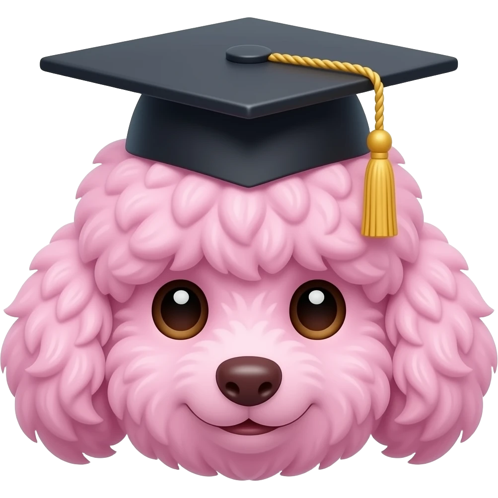 pink poodle doll emoji with graduation cap emoji
