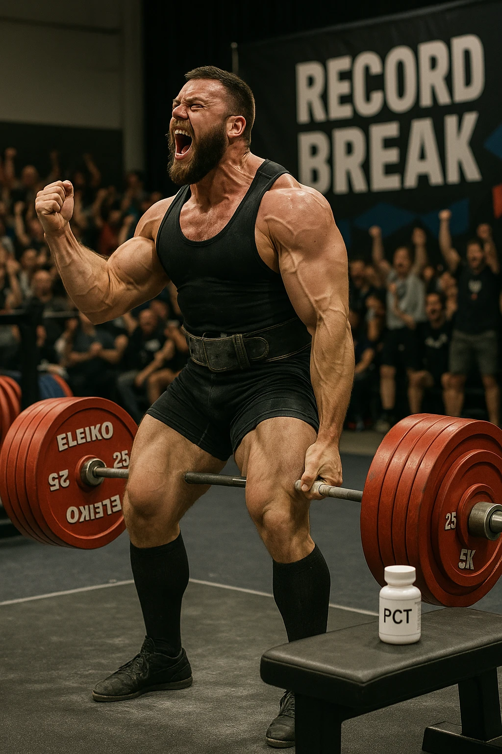 Powerlifter in gara che fa record grazie alla sua "PCT" emoji