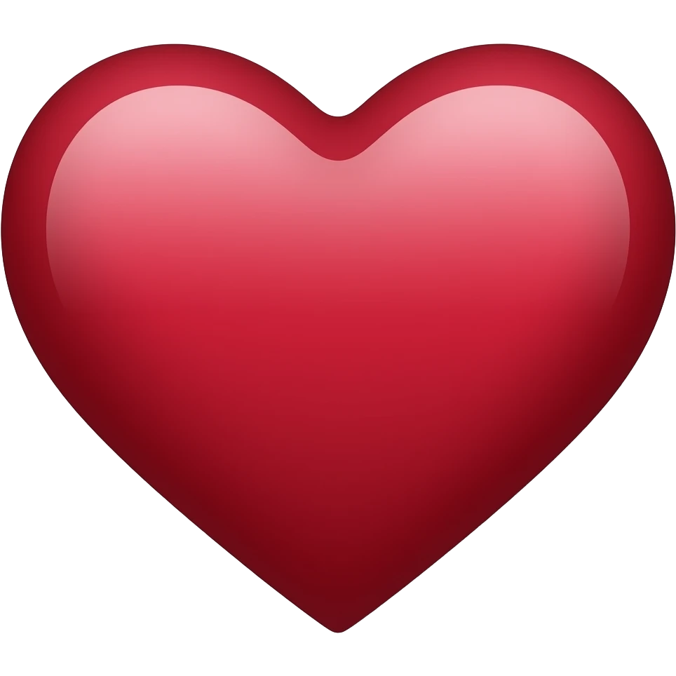 basic very dark red heart gaming icon with a slight tilt to the right emoji