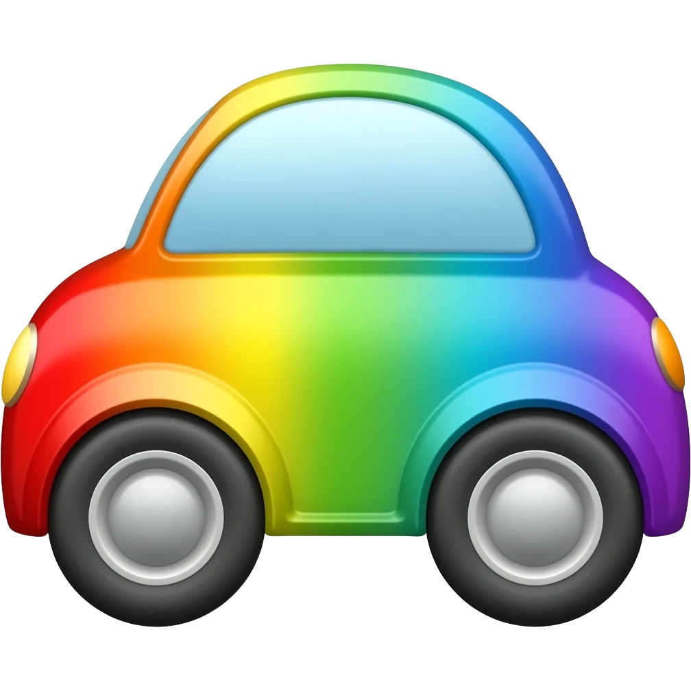 3d low poly rainbow car emoji